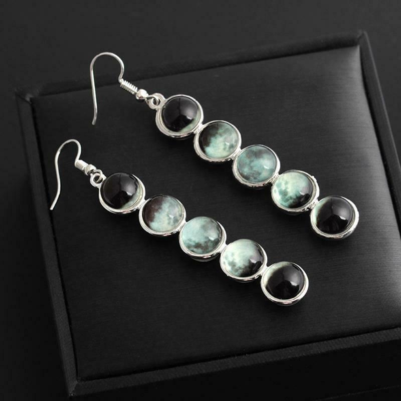 Fashion Luminous Earring Glowing Glass Dome Moon Phase Women Ear Dangle Decors
