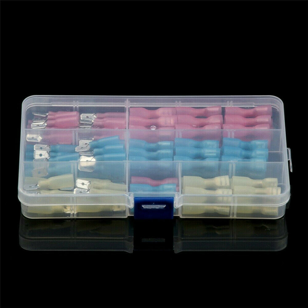100 Pcs Terminal Box Mounted Heat-Shrinkable Connector Bullet-To-Terminal