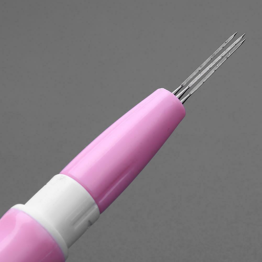 Mini Needle Felting Handle Holder with 3 Needles Wool Felt Embroidery DIY Tool