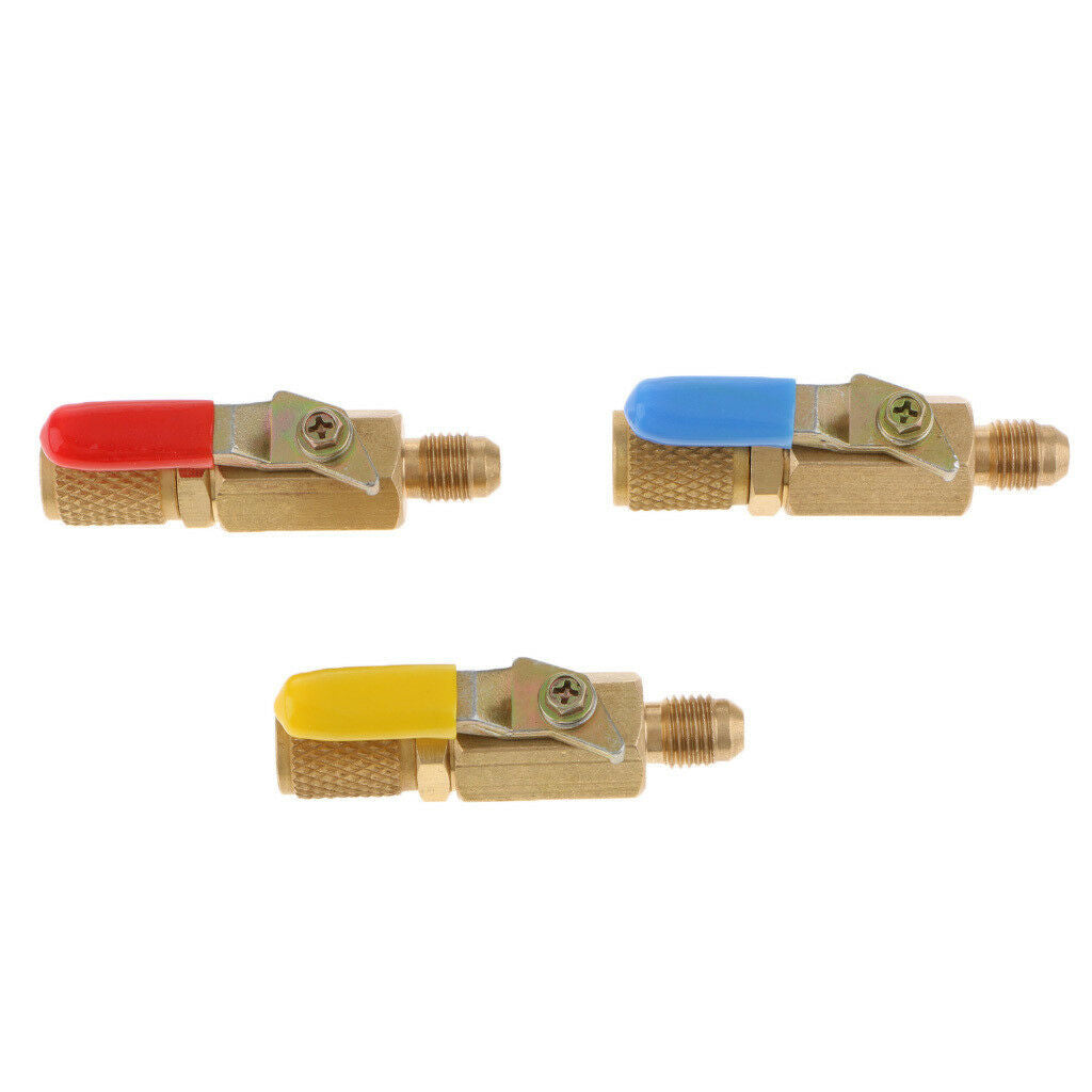 3pcs R134A R410A A/C 1/4 inch SAE  Recharge Shut off Ball Valves