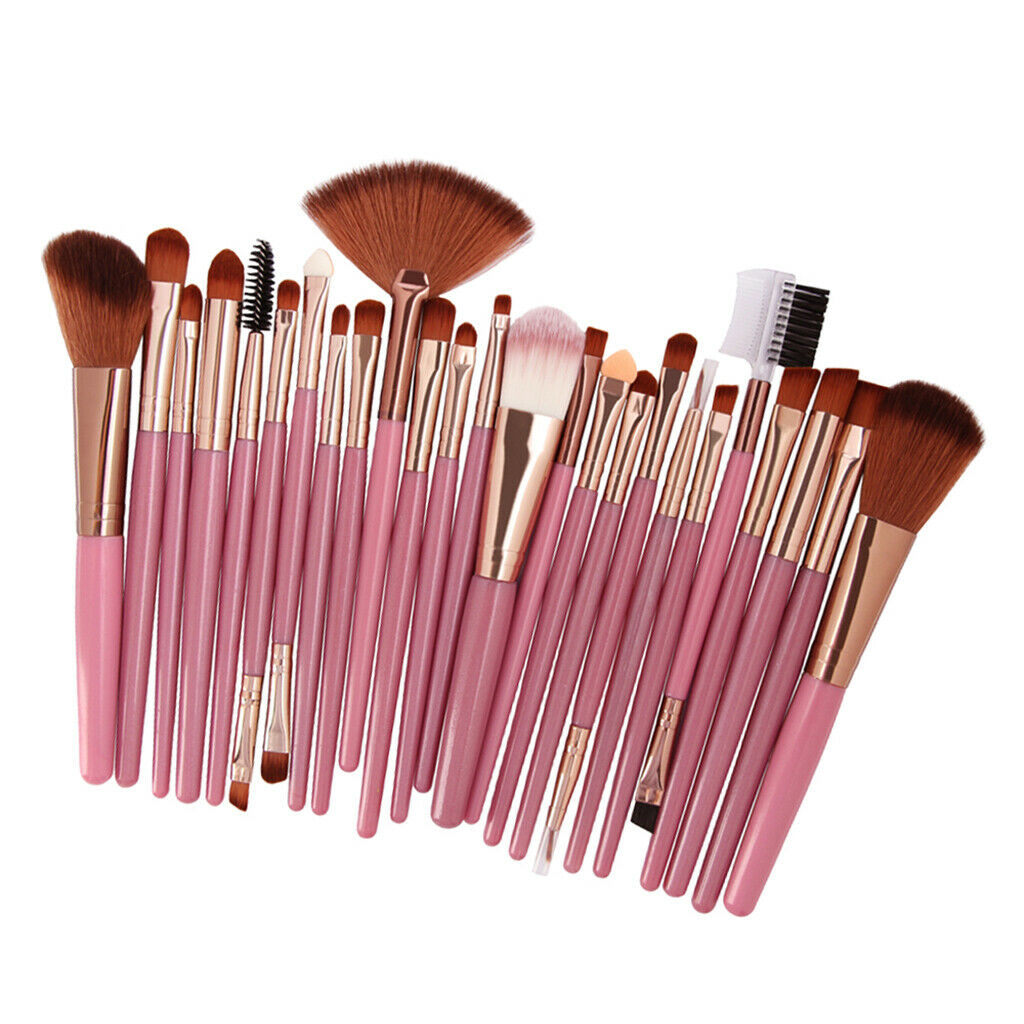 25 Packs Makeup Brushes Concealer Bronzer Blush Blending Brush Pink Coffee
