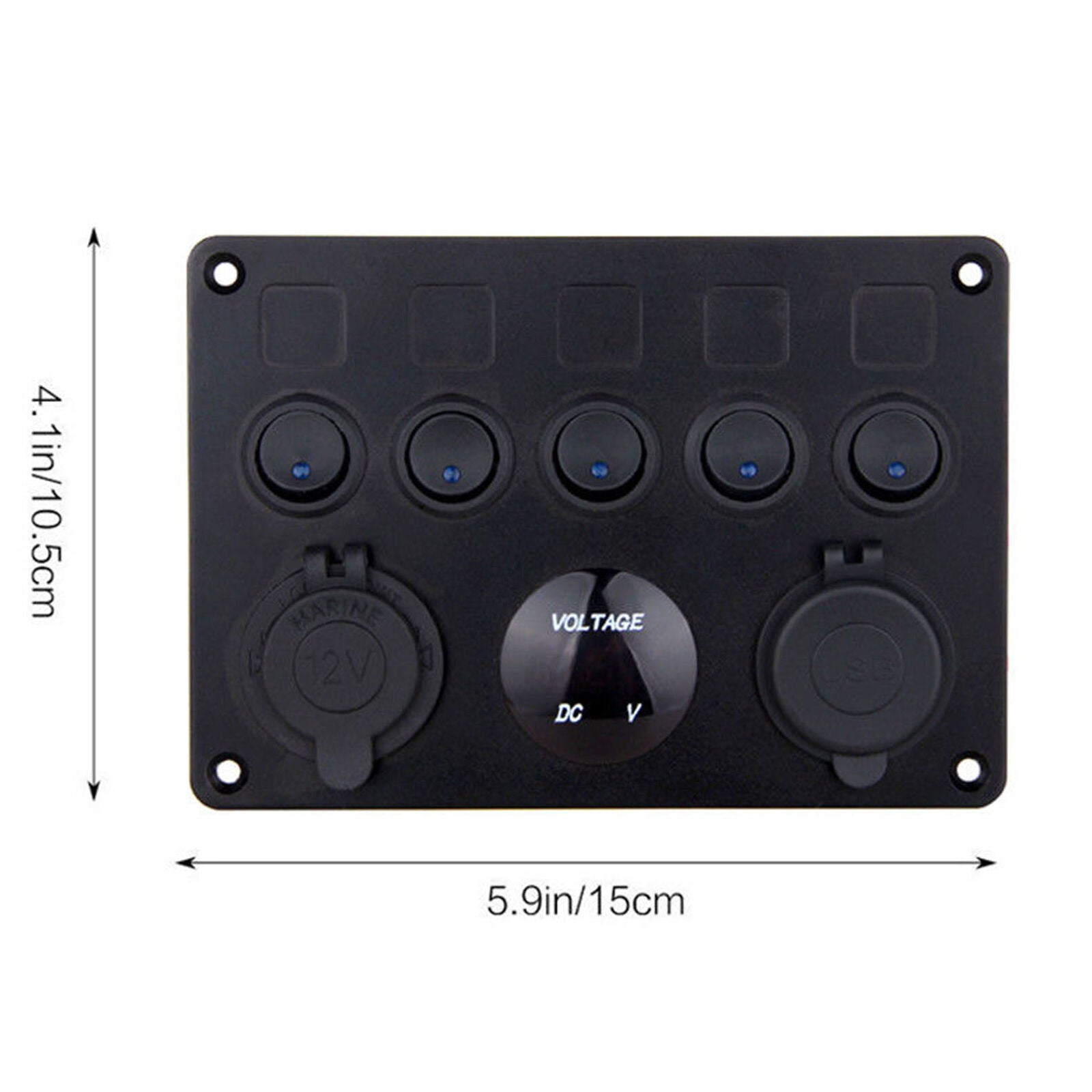 5 Gang ON-OFF Toggle Switch Panel 2USB 12V for Car Boat Marine RV Truck Camper