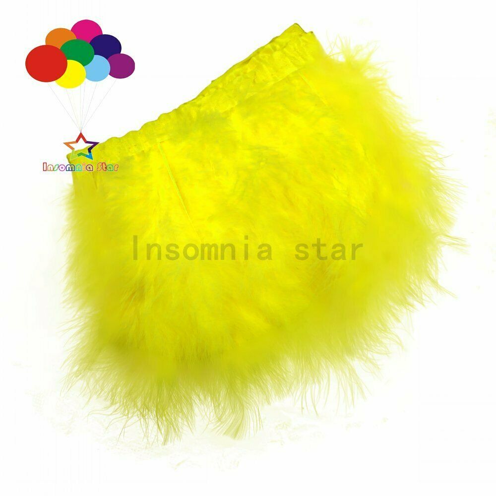 2 Meter fluffy Yellow Turkey feather with satin ribbon Width 6-7" Trims DIY