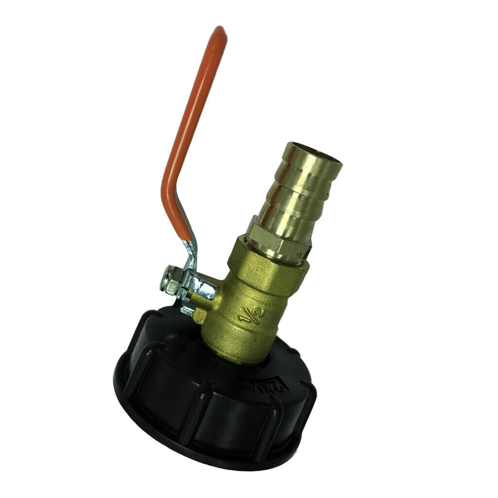 Set of 2, Ton Barrel Tap Adapter S60x6 Thread w/ Straight Full Brass Valve