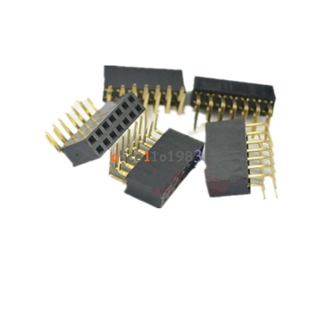 10PCS 2.54mm Pitch 2x7Pin Header Right Angle Female Double Row Socket Connector