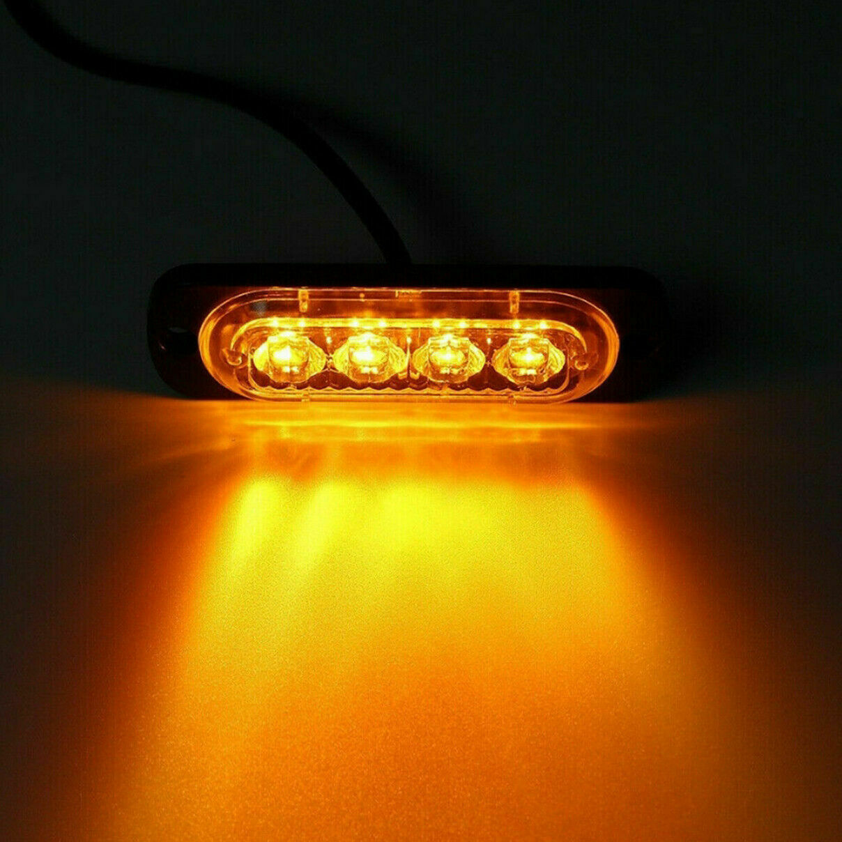 4Pcs Car Truck Amber 4LED Emergency Beacon Warning Light Hazard Flash Strobe Bar