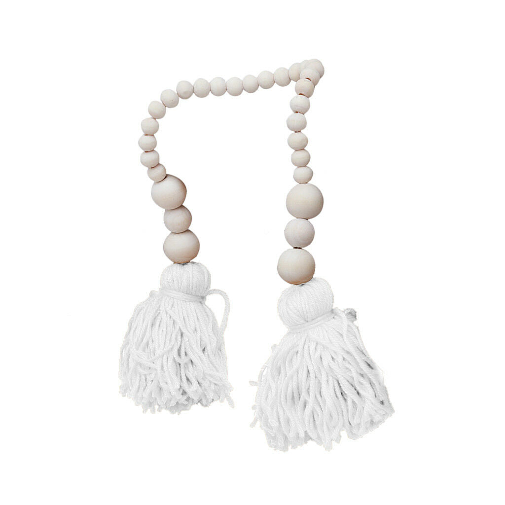 Ball Pendant with Wooden Beads Kids Baby Nursery Hanging Decor White
