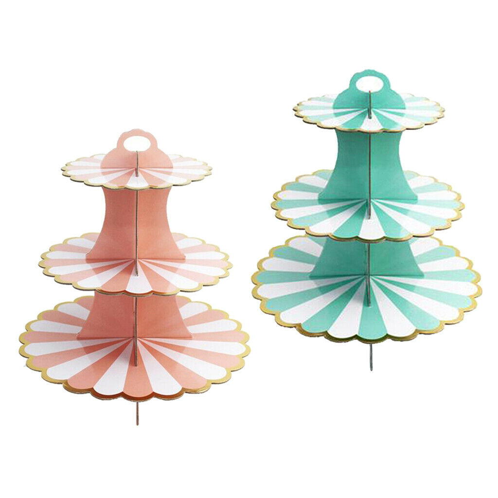 2x 3 Tier Folding Cupcake Stand Cake Dessert Food Display Tower Plate Treats