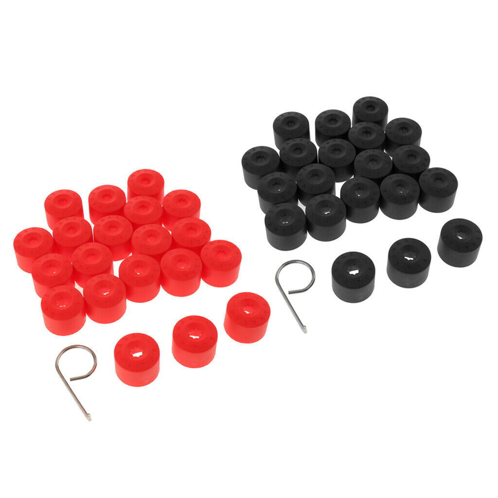 40x 20mm Red + Black Car Wheel Nut Lug Dustproof Cover Cap Protector Removal