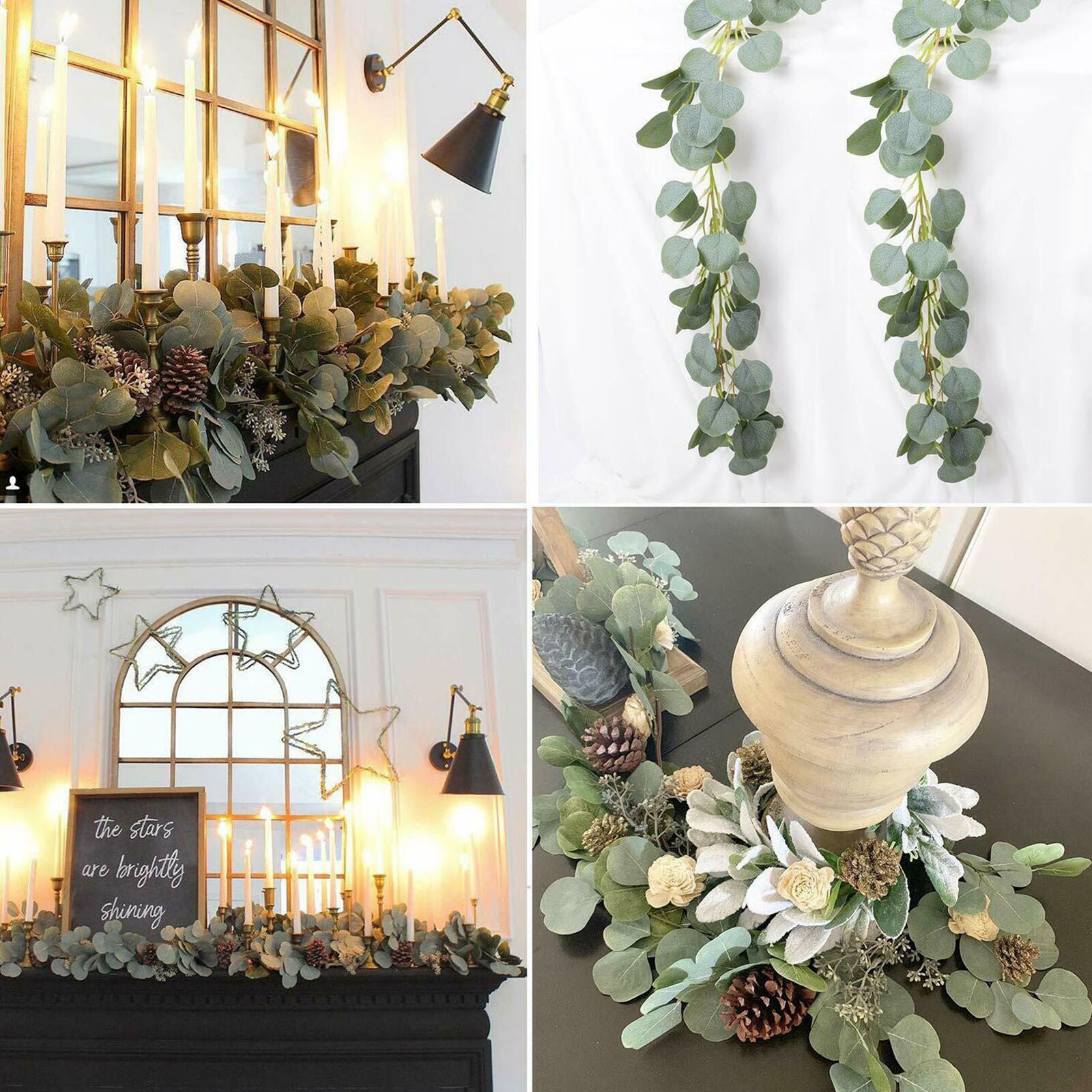Artificial Eucalyptus Garland Faux Silk Vine Handmade Leaves Greenery