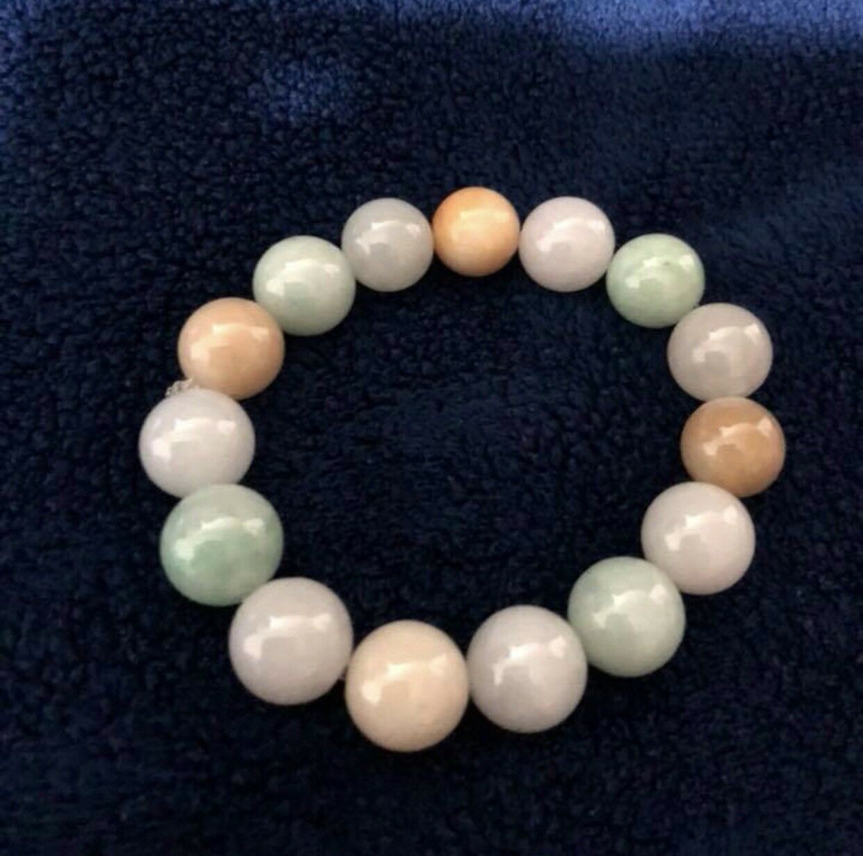 13.5MM Certified Grade A - SHINNY Green Yellow White ä¸‰å½© Jadeite Beads Bracelet