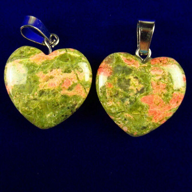 10pcs 20x20x6mm Natural Unakite Gem Heart 40g Pendant (send randomly) A-14SK