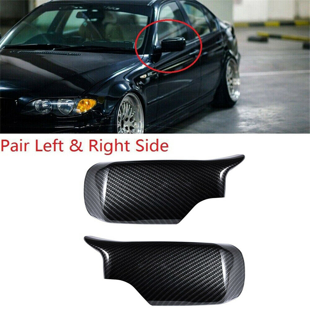 For 1998-05 BMW E46 Hatchback Sedan Touring Side Mirror Covers Carbon Fiber Look