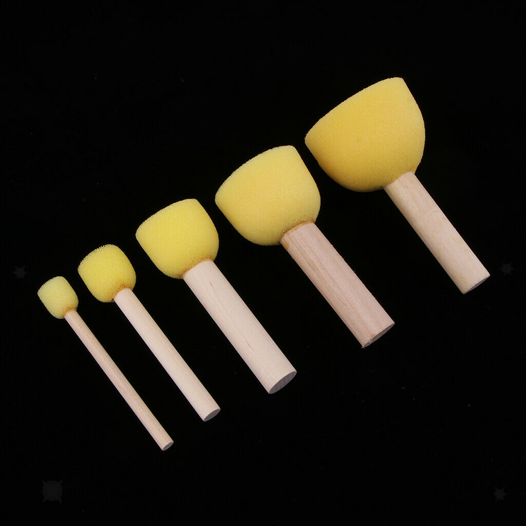 Prettyia 5pcs Kids Painting Sponge Foam Brushes Drawing Sponge Stippler