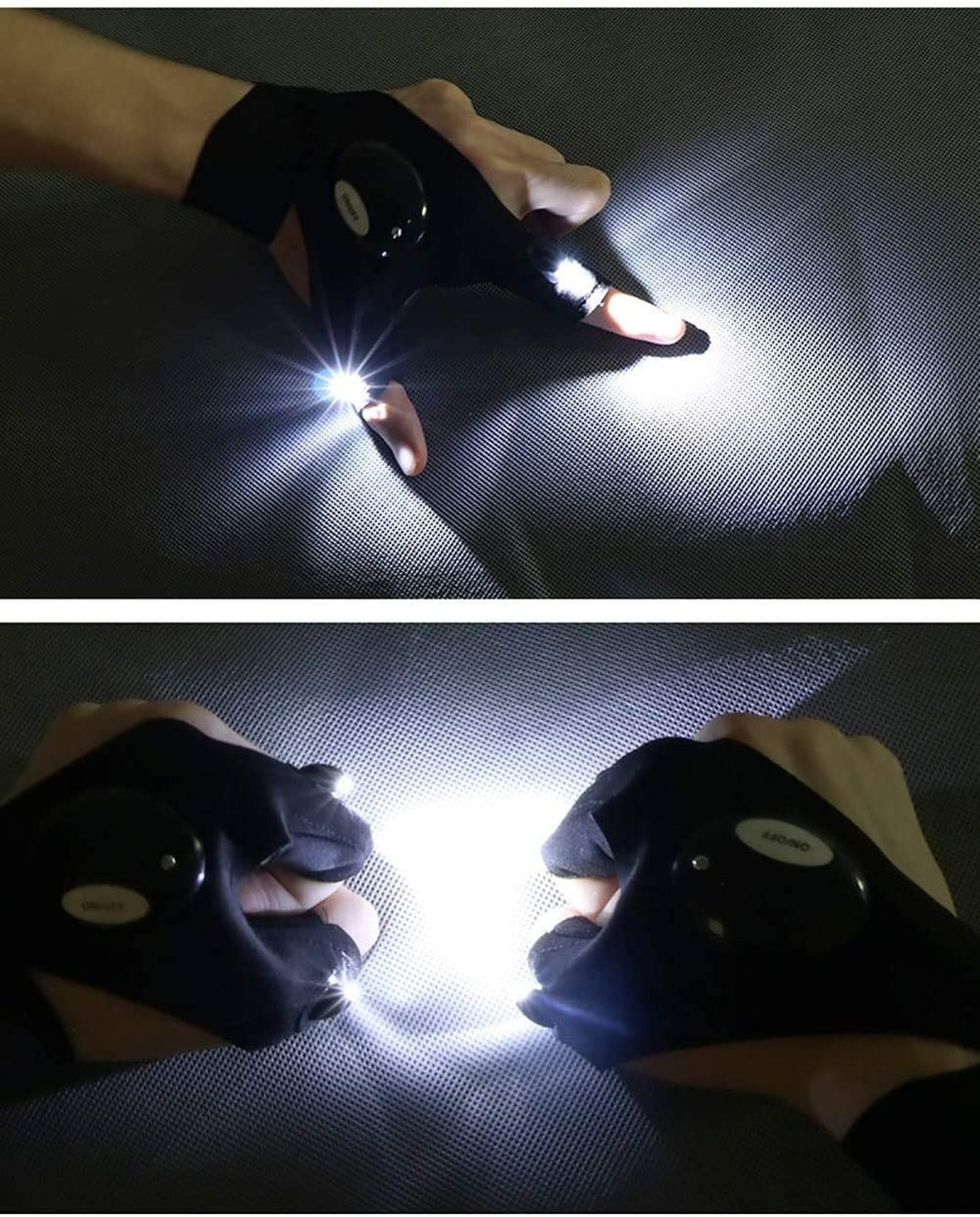 Flashlight Gloves Fingerless LED for Working in Darkness Places Fishing Repair