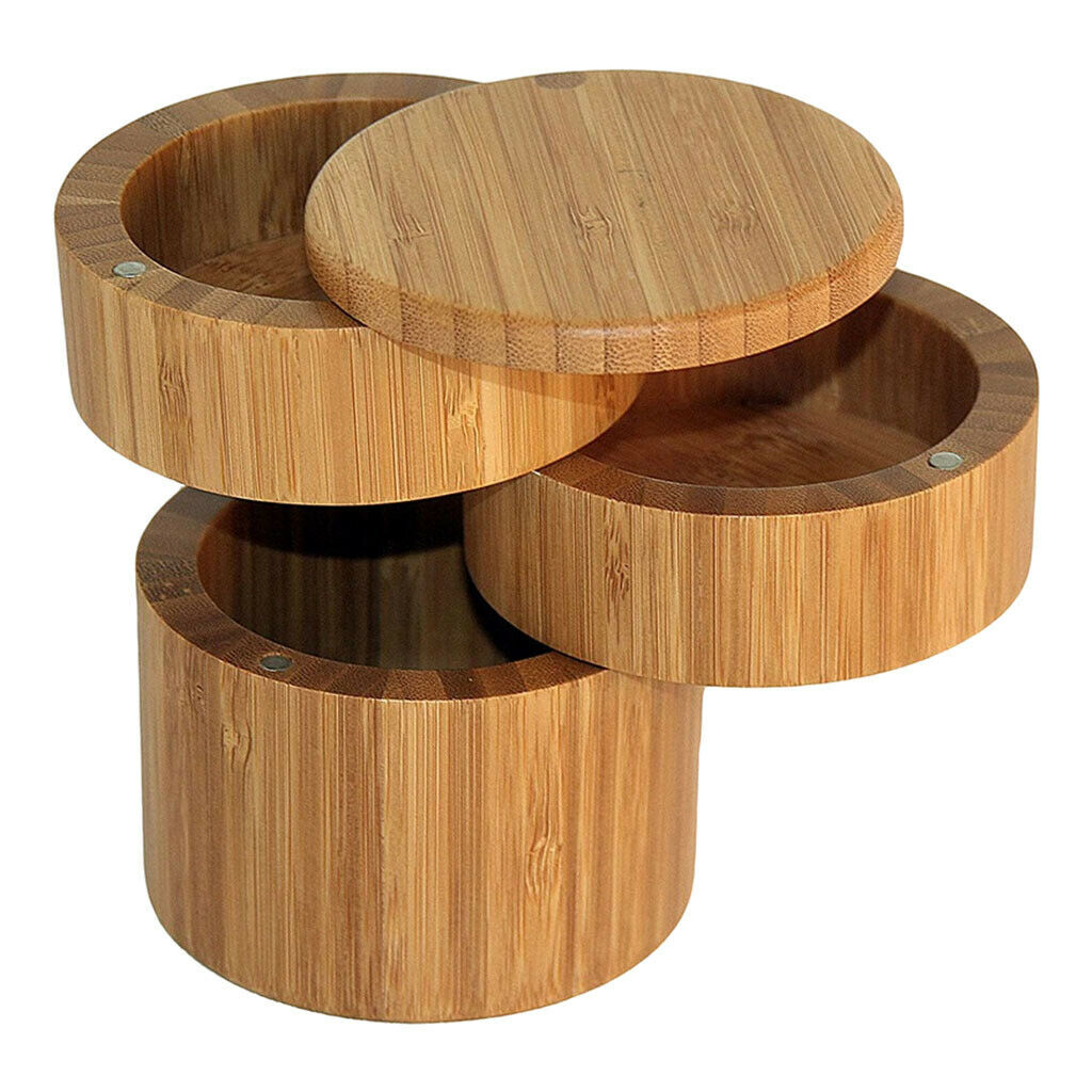 Bamboo Spice Storage Box Pepper Box Salt Herbs Seasoning Salt Holder Storage