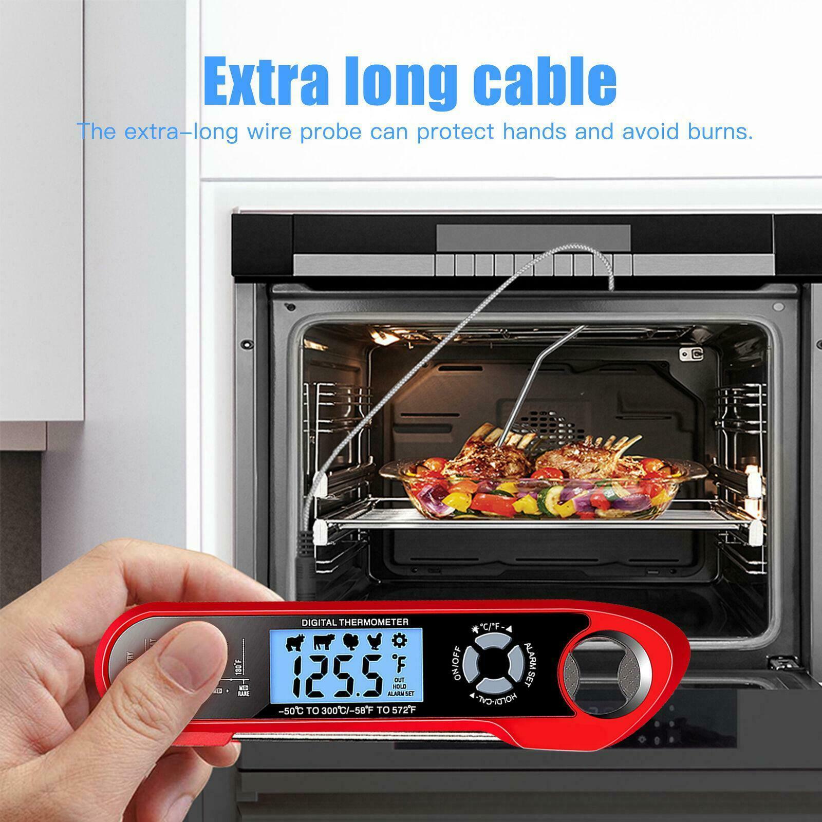 Meat Thermometer Instant Read with Foldable Dual Probes Oven Safe for Turkey