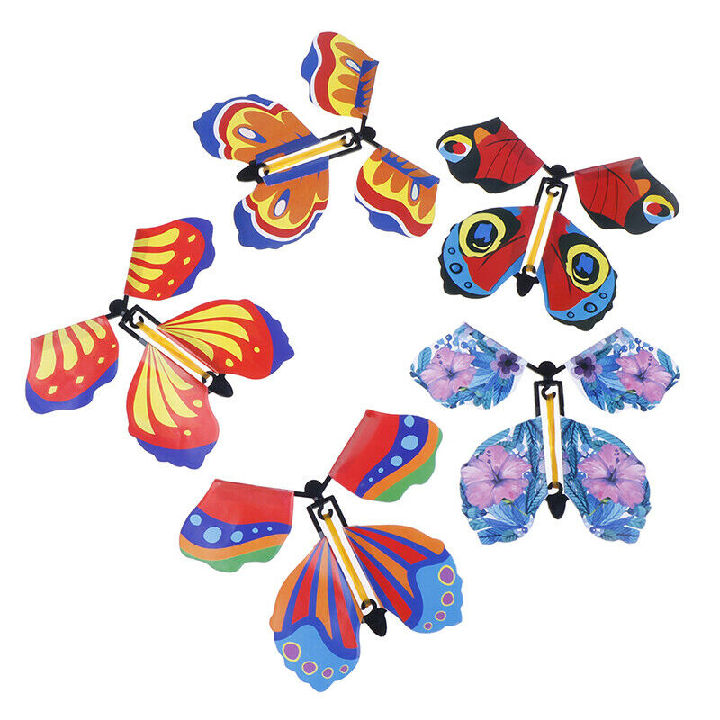 Magic Flying in the Book Butterfly Rubber Band Powered Wind Up Butterfly .l8