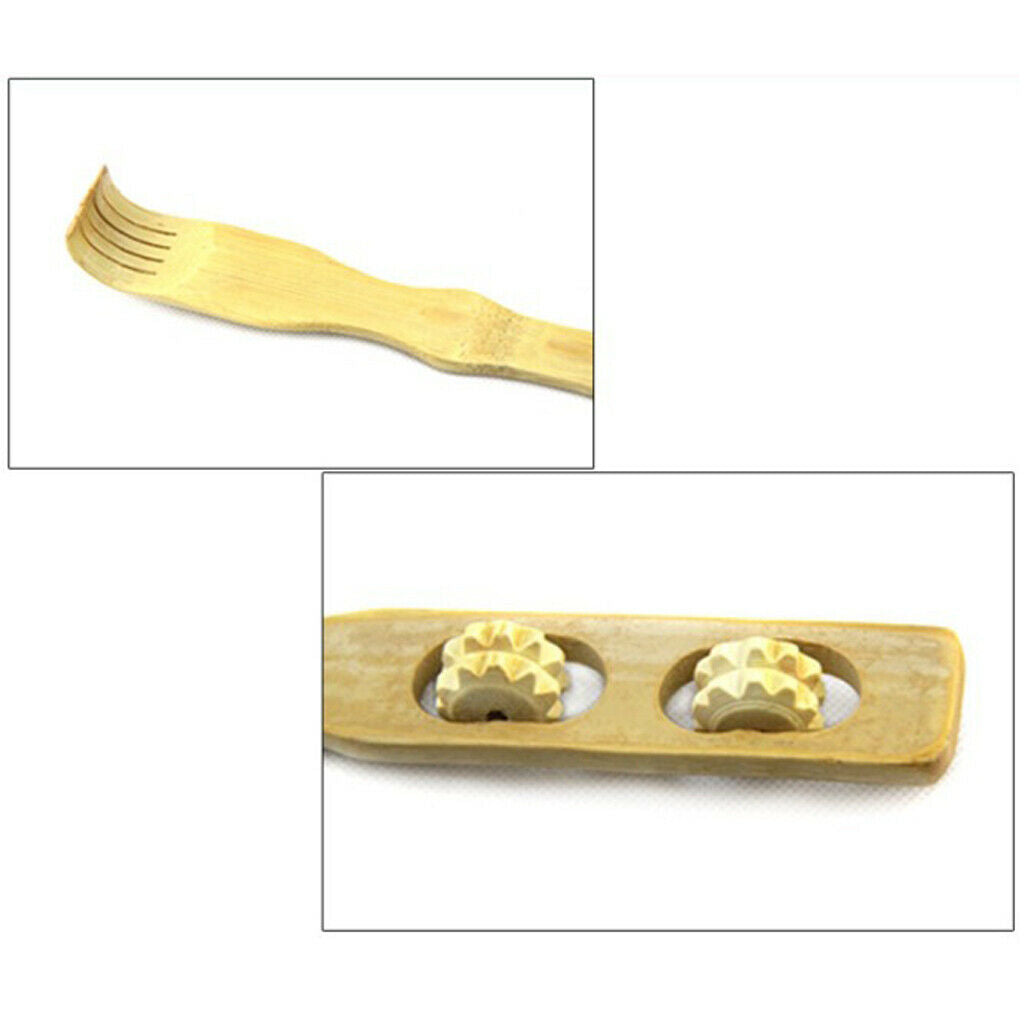 2 Pcs Portable Wood Massager Back Scratcher Body Neck Muscle Massage Roller
