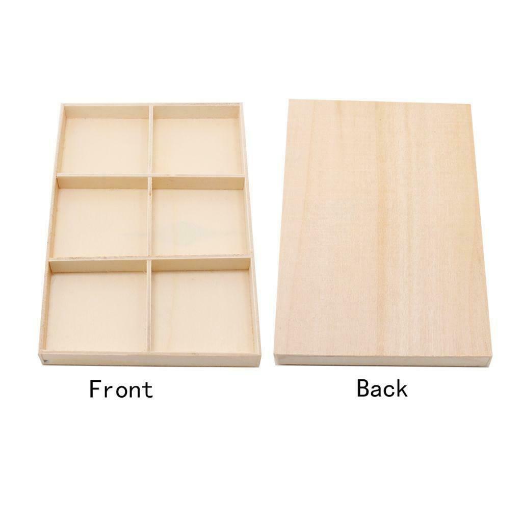 6 Compartments Wooden Divided Boxes Succulents Flower Pot Desktop Storage Box
