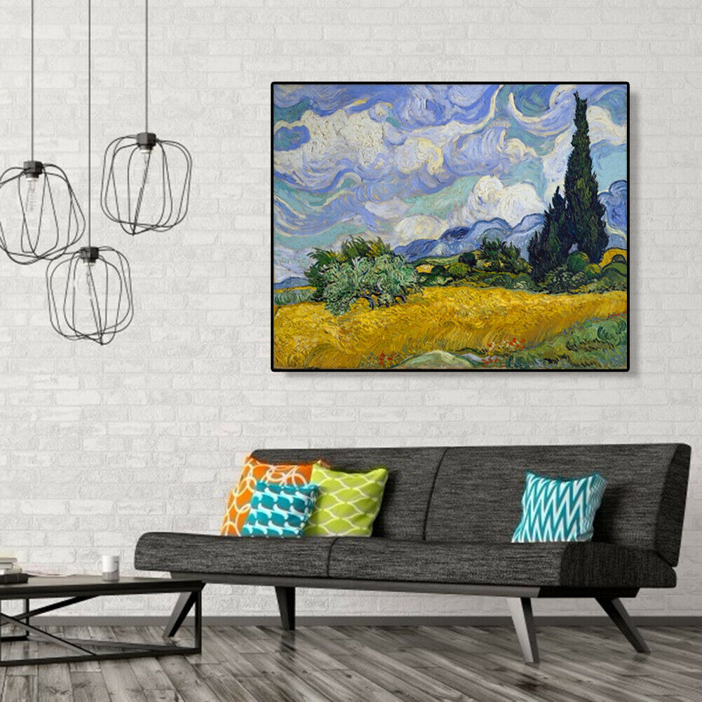 Painting By Numbers Kit DIY White Clouds Canvas Oil Art Picture Home Decor @