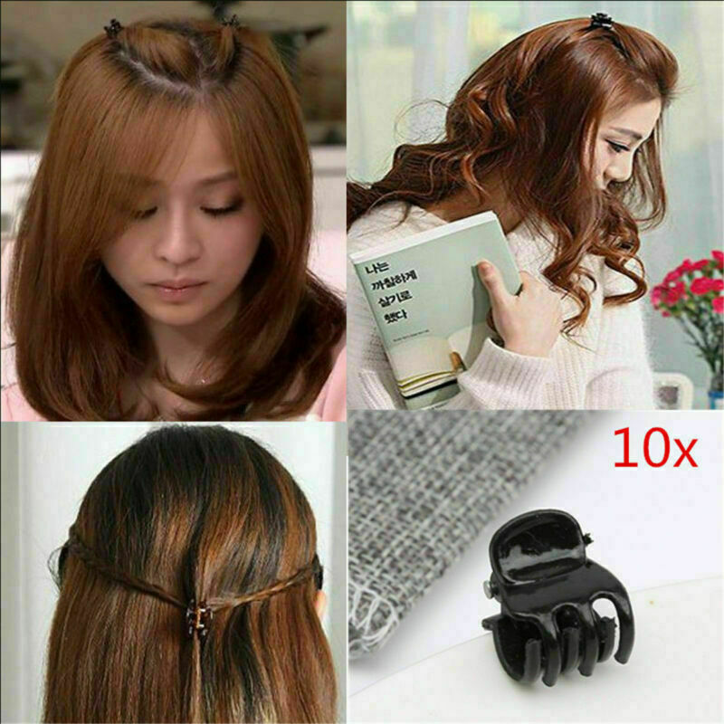 10pcs Fashion Chic Small Mini Plastic Girl Hair Clips Hairpin Claws Clamps Black
