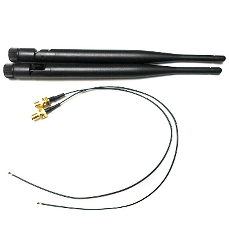 2X 6DBi M.2 IPEX MHF4 U.Fl Cable to RP-SMA Wifi Antenna Signal Cable Kit for IU9