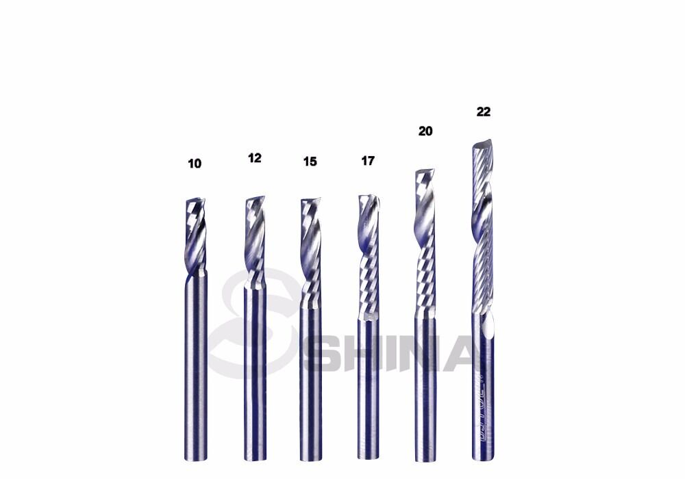 5x 1/8" Single One Flute Tungsten Carbide CNC Router Bit End Mill 3.175mm x 22mm