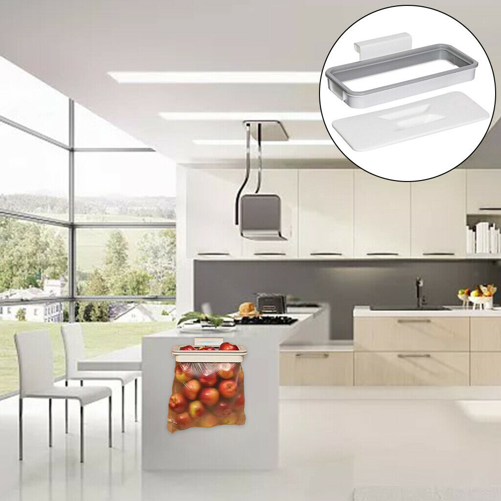 Garbage Cupboard Bag Holder Trash Storage Bag Hanger Organzier w/ Sealed Lid