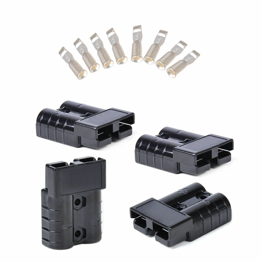 Black 4x Battery Quick Connector 50A 8AWG Plug Connect Disconnect Winch Trailer