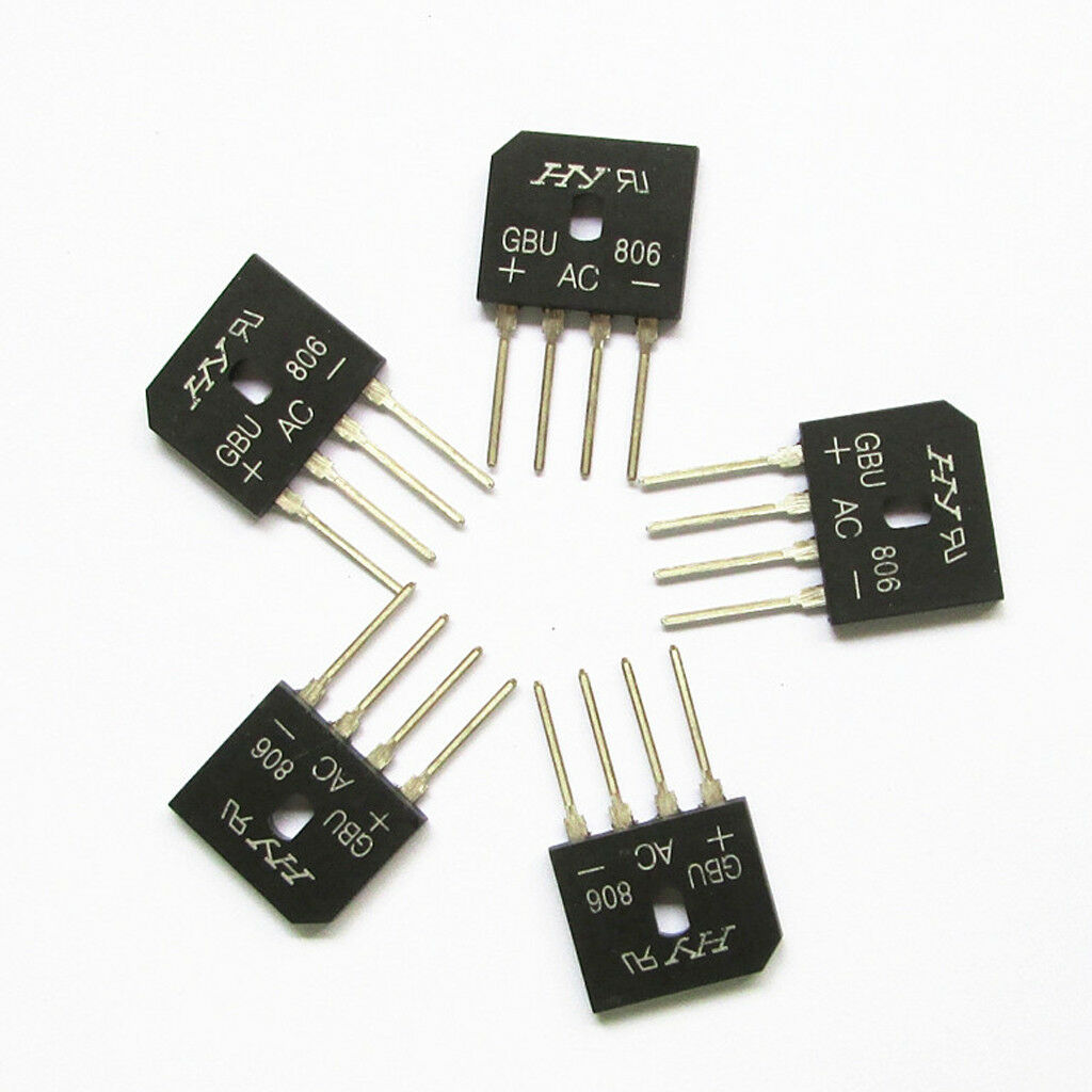 5 pieces Silicon Copper Bridge  Full Wave Single Phase 6 Amps 600V