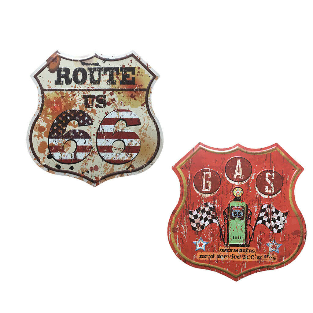 2x Cast Iron Metal Gas Station Advertising Decor  Plaque Plate Ad Sign