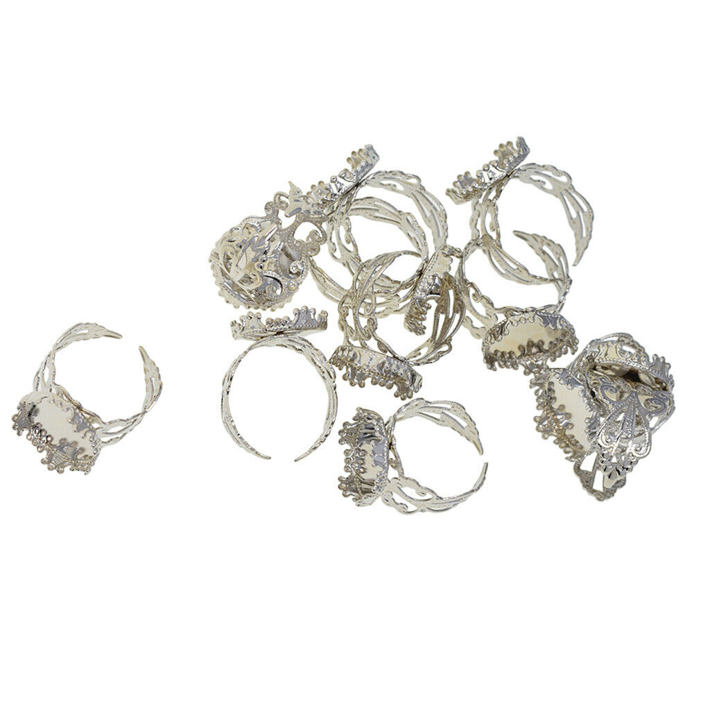 10pcs Adjustable Ring Base Blanks Cabochon Bezel Settings Jewelry Findings