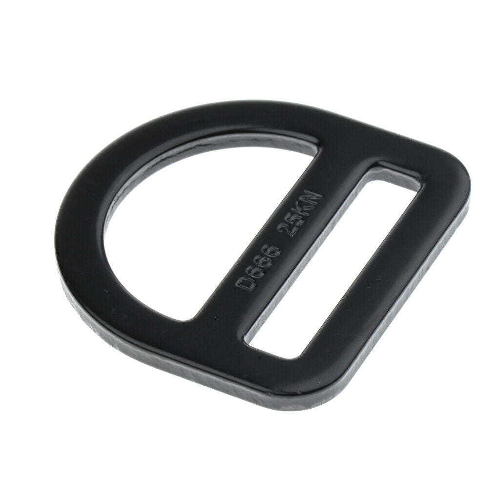Black Carbon Steel Climbing Harness Seat Belt Buckle Slotted D Ring