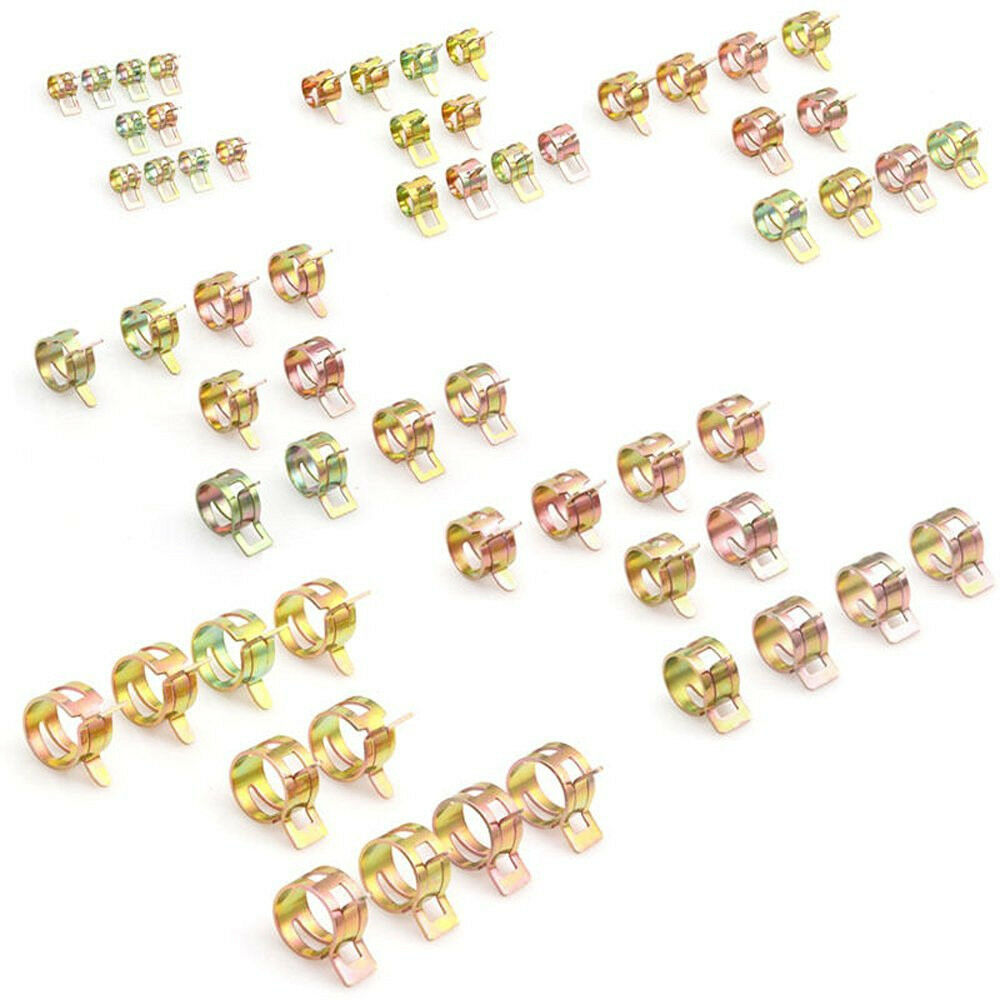 100pcs Spring Clip Fuel Oil Water Hose Pipe 6-22mm Tube Clamp Fasteners 10 Sizes