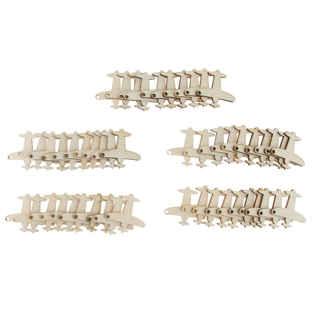 50pcs Airplane Cutout Hanging Ornament Blank Wood Chip DIY Baby Shower Decor