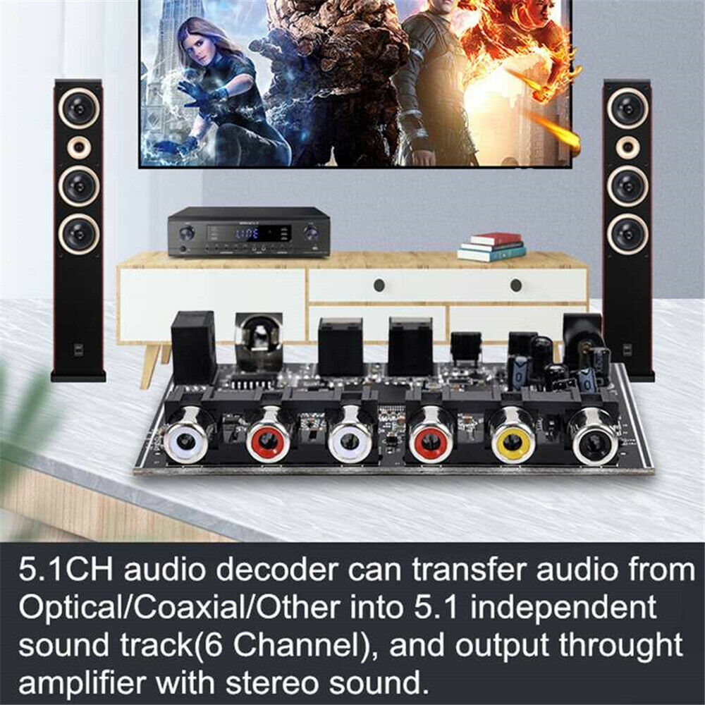 5.1 Channel AC-3 PCM Digital Optical Coaxial DTS RCA HiFi Home Theater Decoder