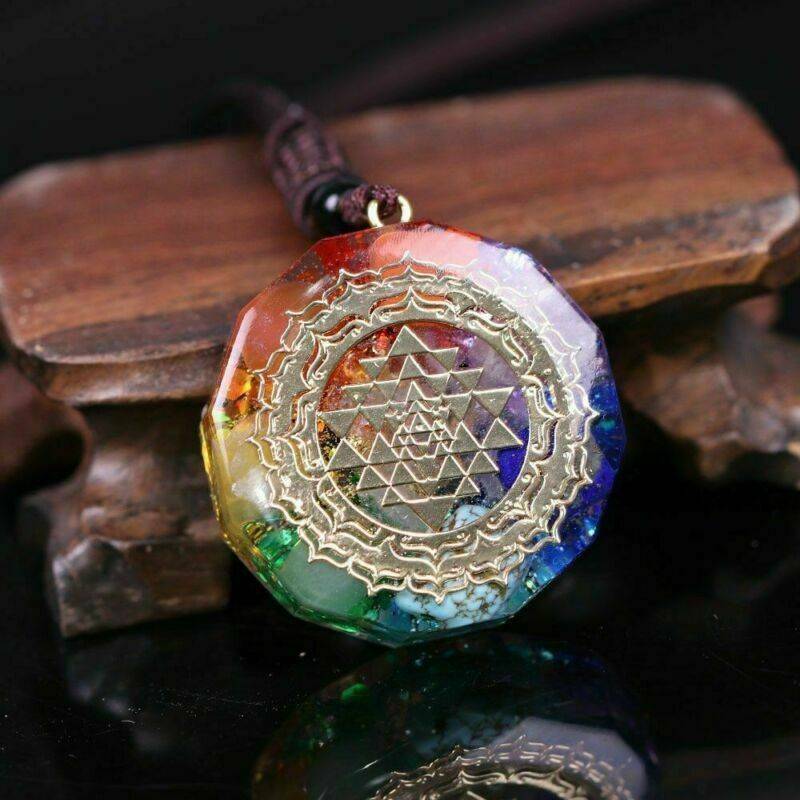 7 Chakra Energy Necklace Orgonite Pendant Sri Yantra Pendant Necklace Sacred