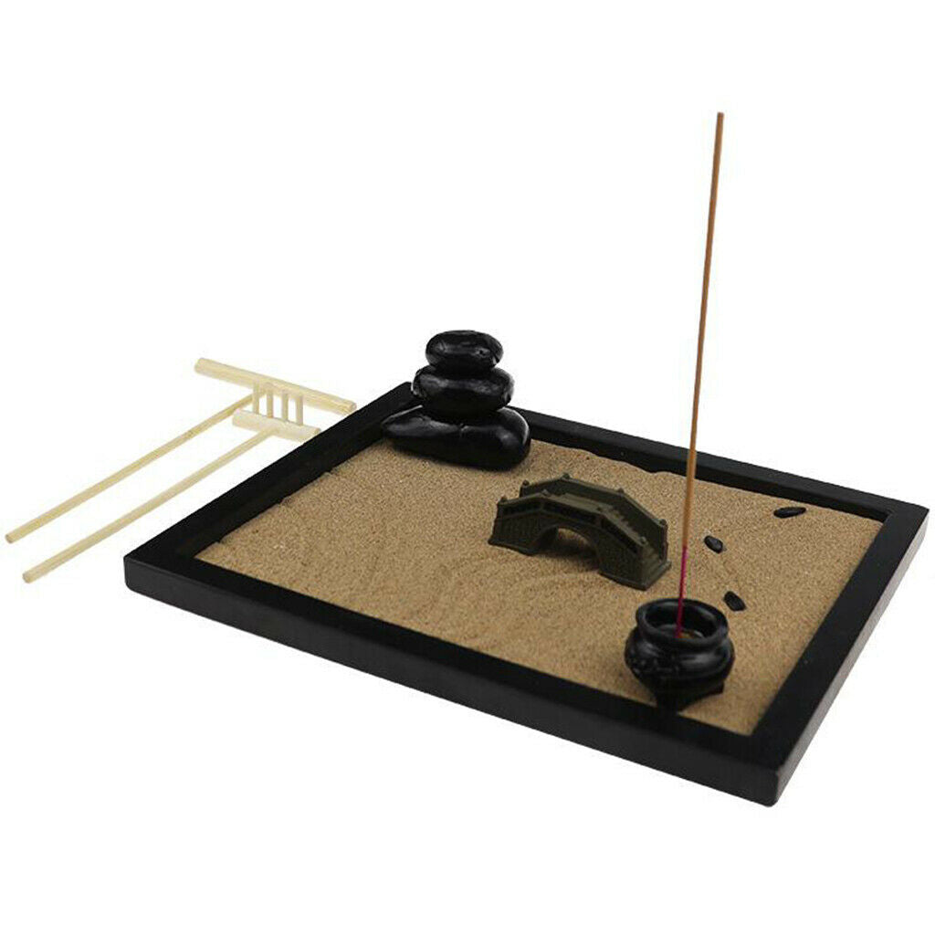 Office Desktop Tabletop Zen Garden Set with Free Rake Zen Garden Drawing