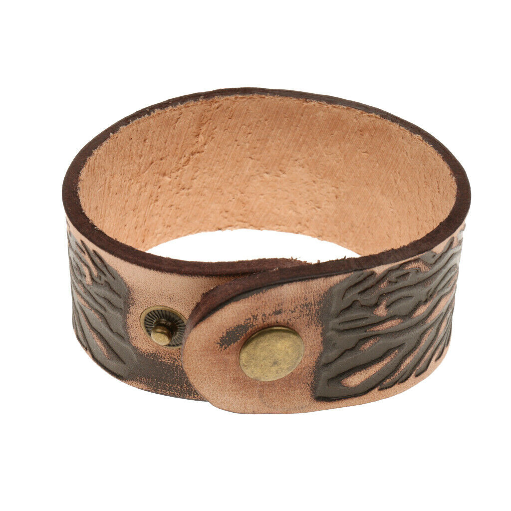 Punk Rock Wide Brown Leather Men's Cuff Bangle Bracelet Adjustable Wristband