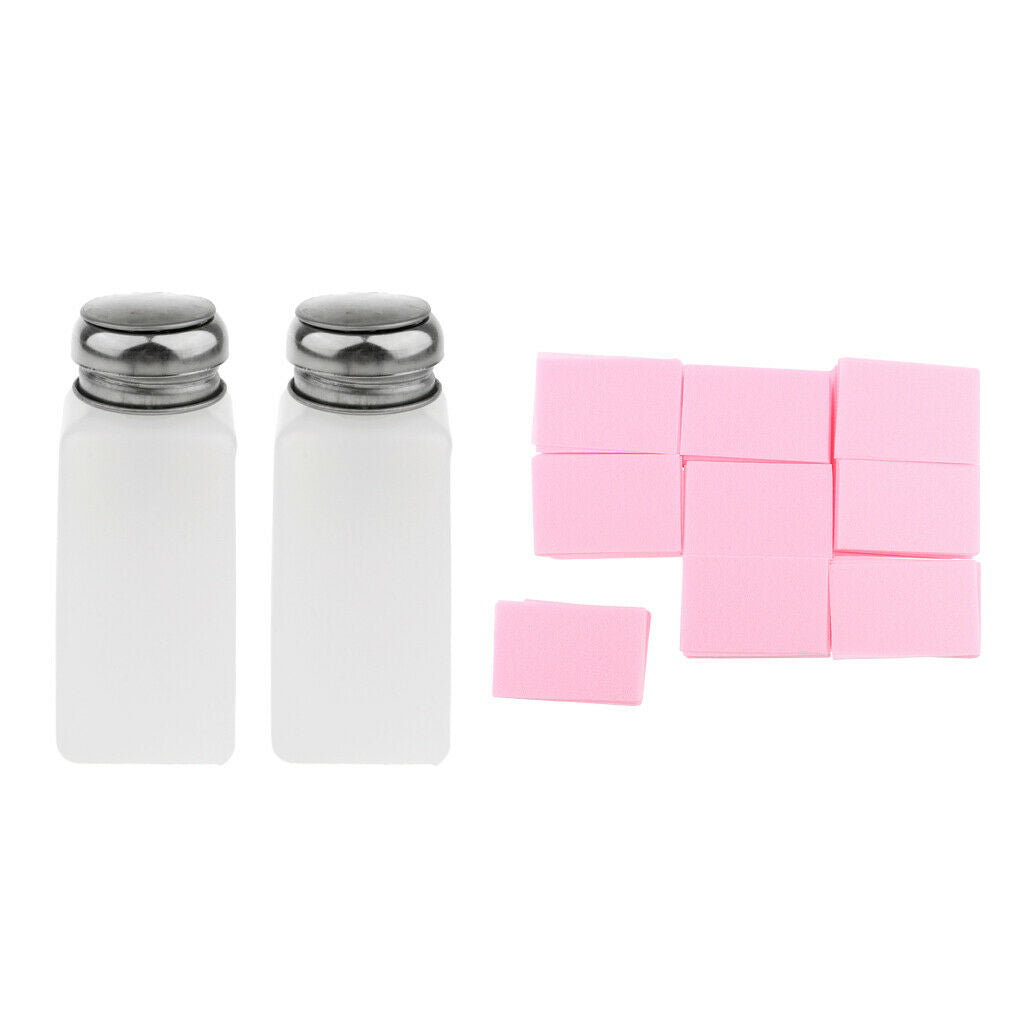 2Pcs Nail Polish Remover Pump Dispenser Press Bottle 250ml+700pcs Nail Wipes