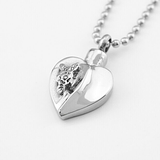 Stainless Steel Openable Heart Cremation Ash Holder Pendant Necklace Jewelry
