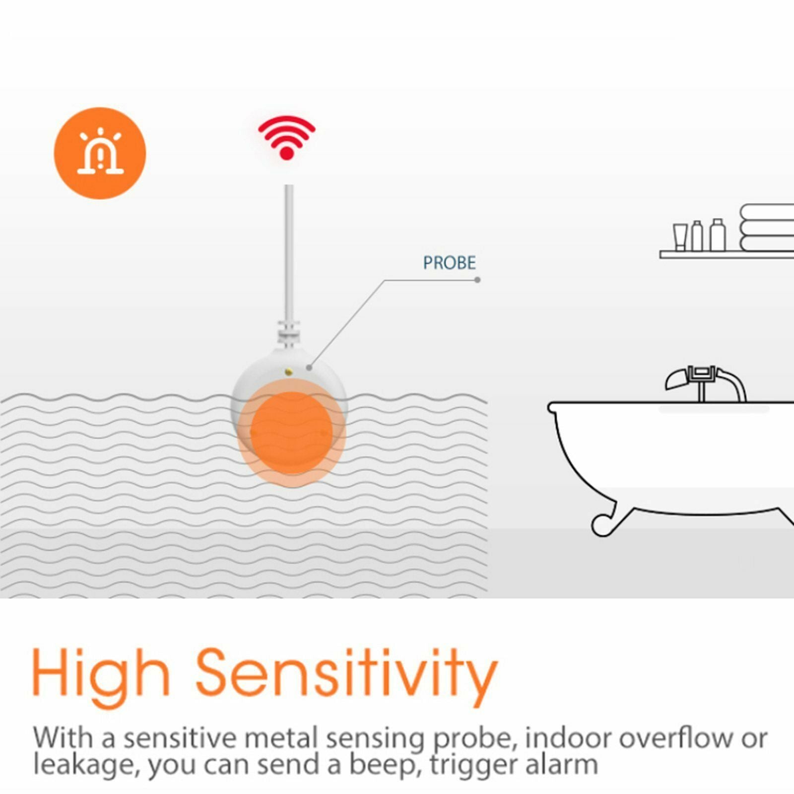 Zigbee Water Leak Sensor Alarm System Water Immersing Detector for Laundry