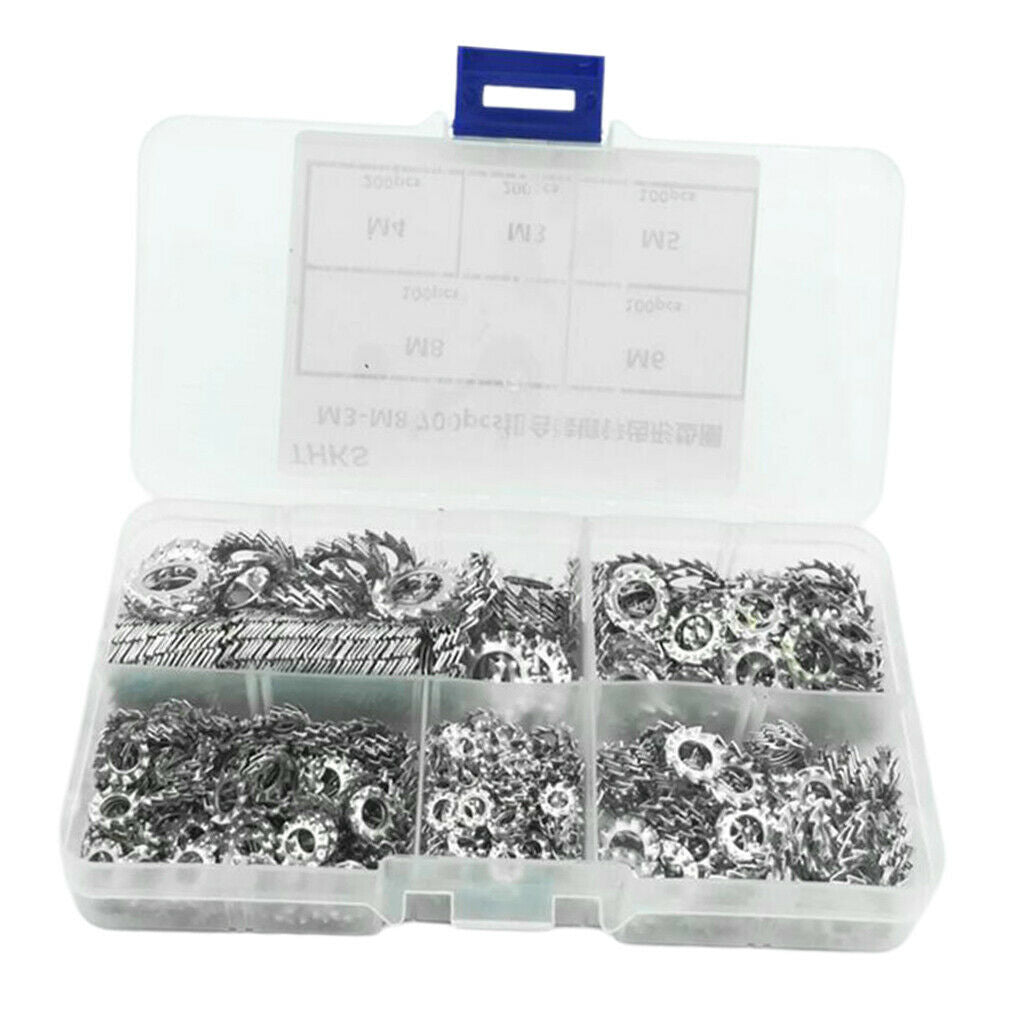 700pcs Lock Washers Galvanized Serrated Tooth Lock Washer Flat Washer Set