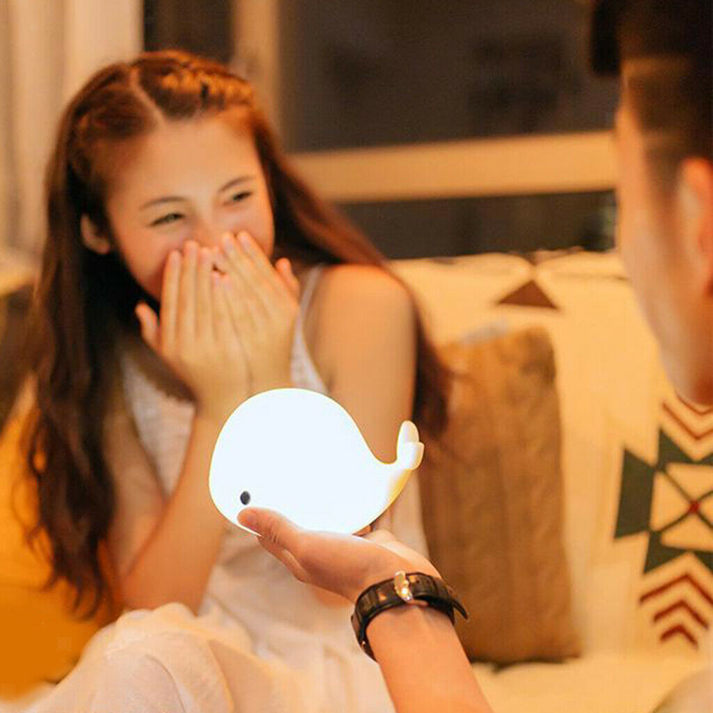 Cute Whale Touch Sensor Night Light Dimmable Children Nursery Bedside Lamp