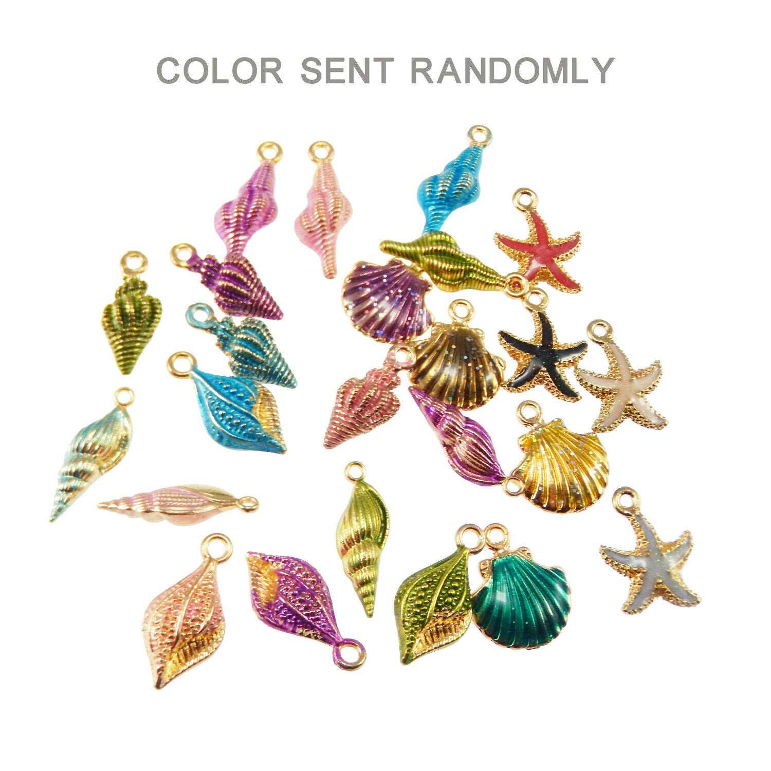 20 Mix Shells Charms Enamel Seashells Pendant DIY Nautical Jewelry Craft 1-2cm