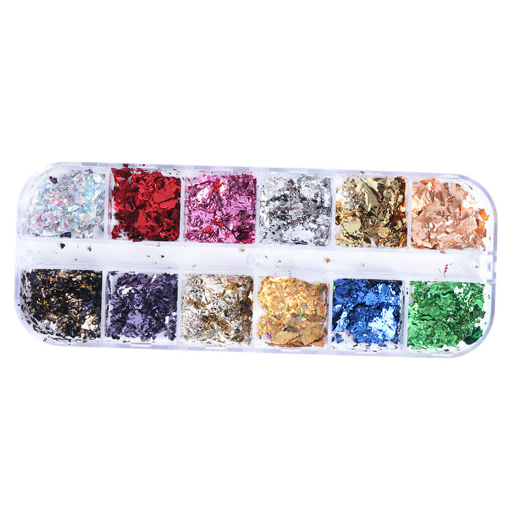 24 Color Nail Sparkle Iridescent Foil Flakes Fragments Nails Art Supplies Decals