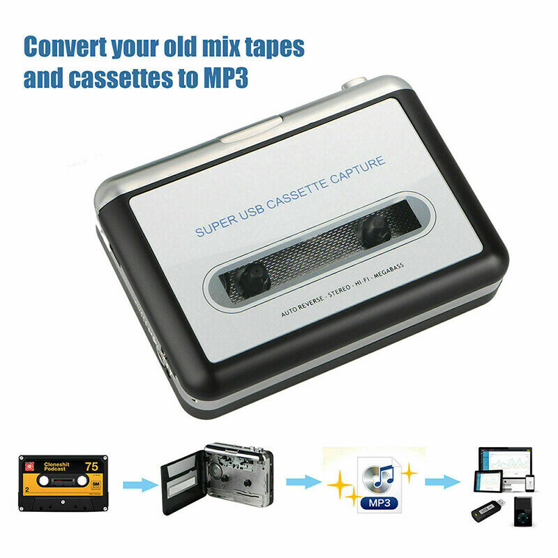 Portable USB Cassette Tape-To-MP3 Converter Capture HiFi Audio Music Player Fx