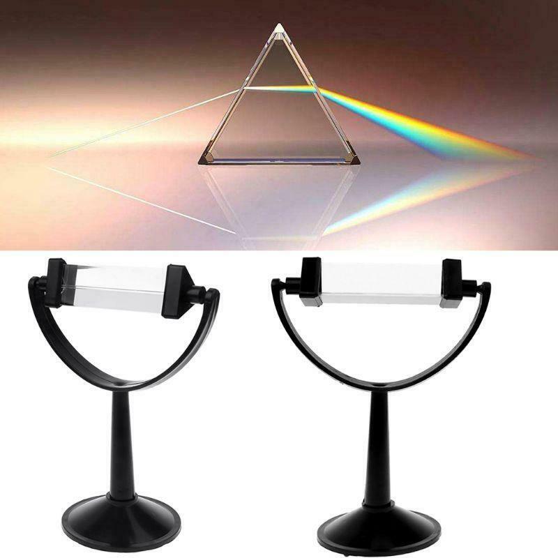 Optical Glass Triple Triangular Prism with Stand for Physics Light Spectrum