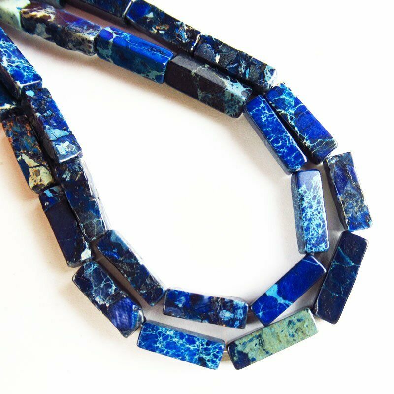 14x4mm Royal Blue Man-made Sea Sediment Jasper Oblong Loose Bead 15.5 " 587DHS